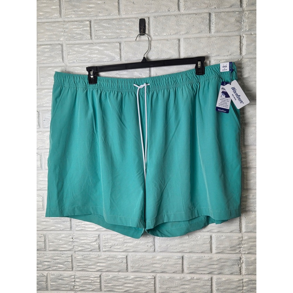 NWT Caribbean Swim Shorts Trunks Waveliner Men's 4XB Big Lined Teal color